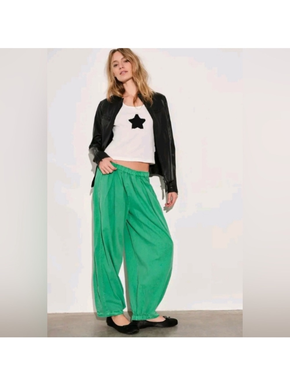 Free People to the sky parachute pant in lively ivy